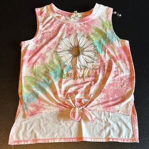 Self Esteem Pink Tie-Dye Daisy Tank Top